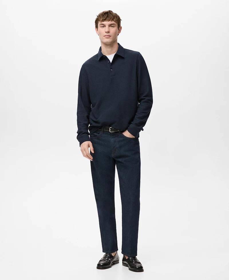 Mango Men's Knitted Structured Polo Sweater