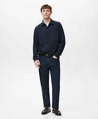 Mango Men's Knitted Structured Polo Sweater