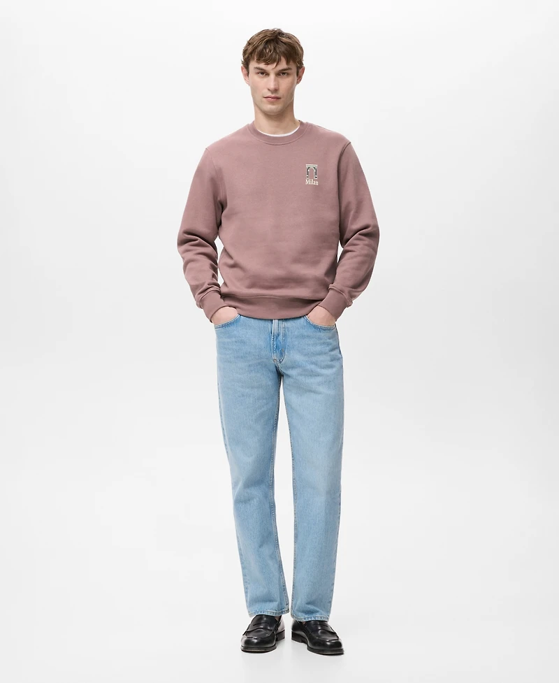 Mango Men's Printed Cotton Sweatshirt