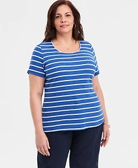 Style & Co Women's Plus Size Short-Sleeve Scoop-Neck Top, Exclusively at Macy's