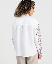 Charter Club Petite Linen Shannons Garden Shirt, Macy's Exclusive
