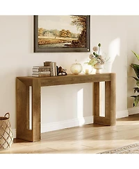 Tribesigns 63-Inch Long Console Table, Farmhouse Wooden Sofa Table Behind Couch, Rectangular Entryway Table, Brown