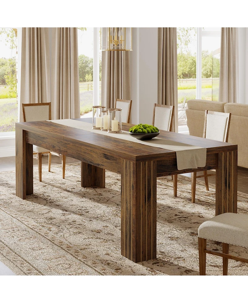 Tribesigns Farmhouse Dining Table for 6-8, Large Rectangle Kitchen Table with Heavy Duty Legs