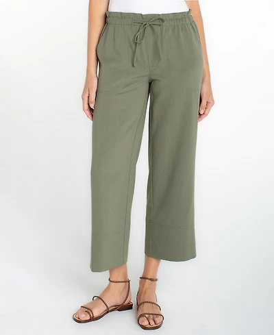Liverpool Los Angeles Petite Cropped Pull-On Wide-Leg Pants