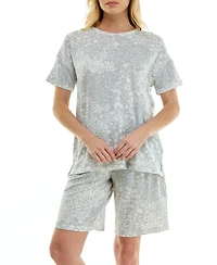 Roudelain Women's Short-Sleeve Drop Shoulders Top & Shorts, 2-Piece Set