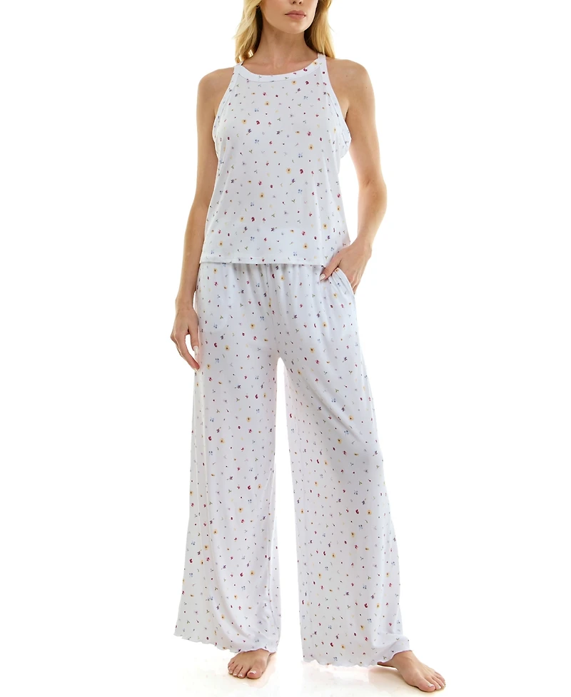 Roudelain Women's High Neck Tank Top & Pants, 2-Piece Set