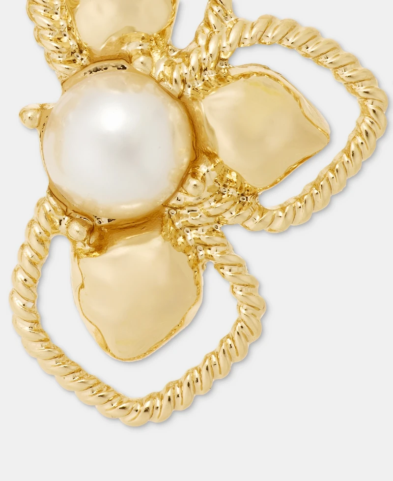Anne Klein Imitation Pearl Half Cluster Clip-On Drop Earrings