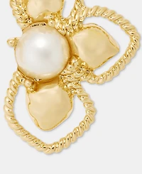 Anne Klein Imitation Pearl Half Cluster Clip-On Drop Earrings