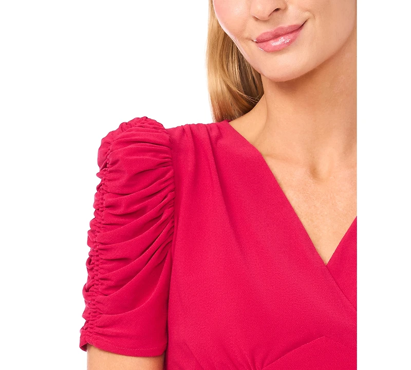 CeCe Women's V-Neck Puff-Sleeve Top