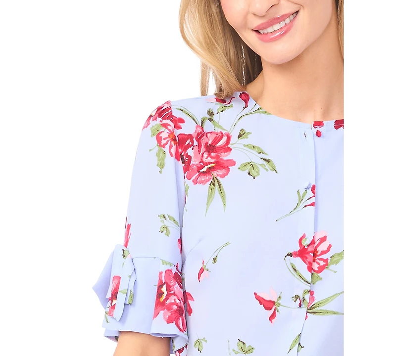 CeCe Women's Crewneck Flounce Sleeve Top