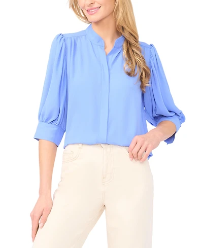 CeCe Women's 3/4-Sleeve Collared Button Down Top