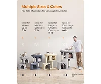 Cozito 26.4-Inch Indoor Pet Play Tower with 2 Cat Caves, Scratching Posts, Top Perch, Anti-Tip Kit