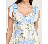 Trixxi Juniors' Tie-Shoulder Ruffle Bust Midi Dress