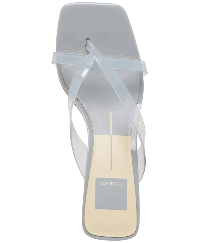 Dolce Vita Women's Brevel Vinyl Jelly Thong Low Block Heel Dress Sandals