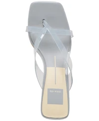 Dolce Vita Women's Brevel Vinyl Jelly Thong Low Block Heel Dress Sandals