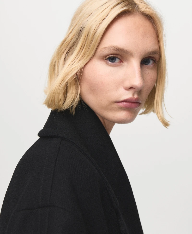 Mango Women's Belted Manteco Wool Coat