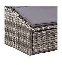 vidaXL Sunbed with Cushion Poly Rattan Gray