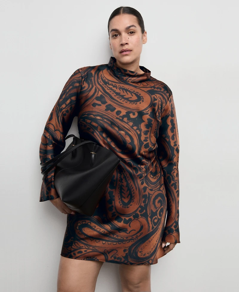 Mango Women's Paisley-Print Satin Dress