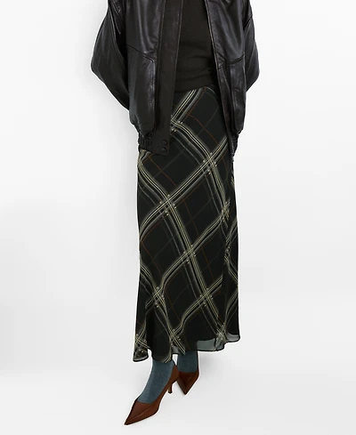 Mango Women's Checked Long Skirt