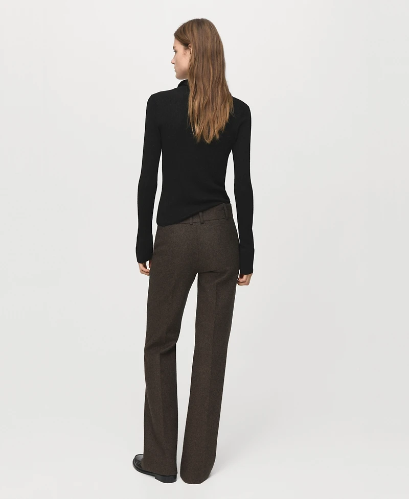 Mango Women's Polo-Neck Ribbed Sweater