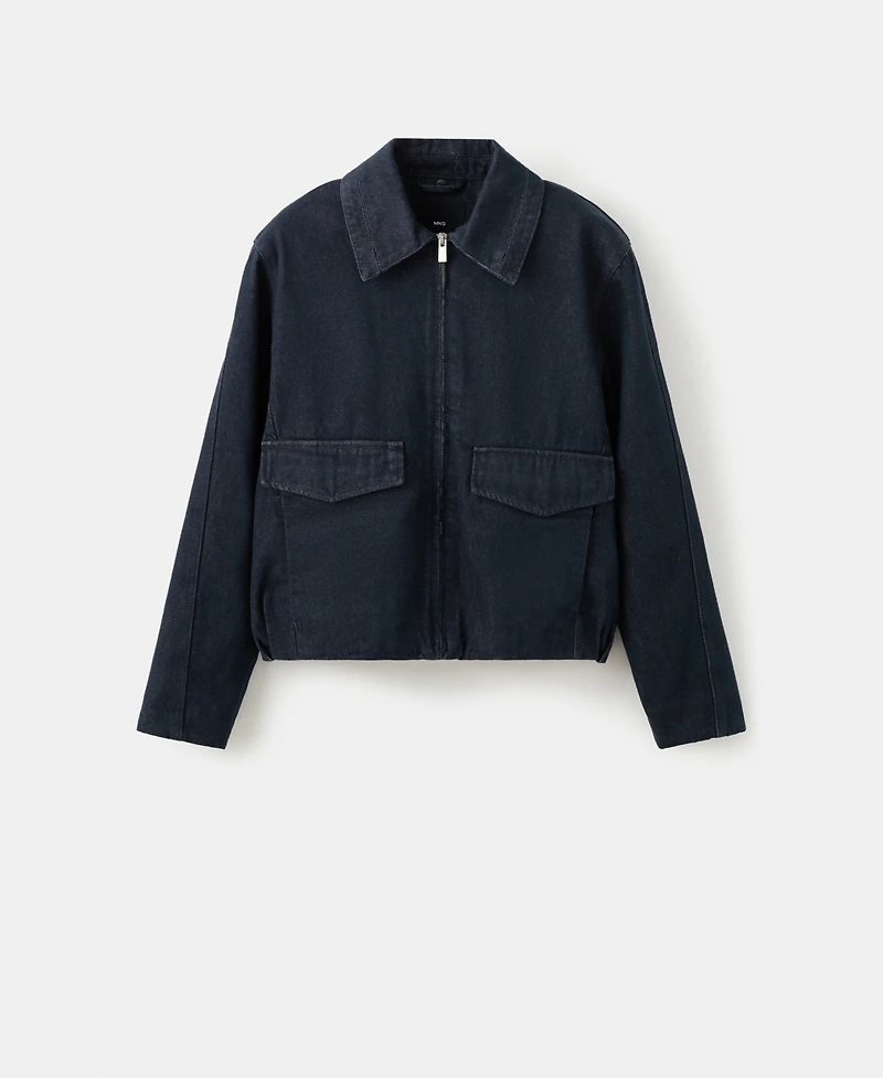 Mango Women's Fur Collar Denim Jacket