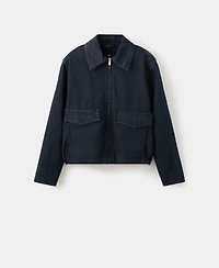 Mango Women's Fur Collar Denim Jacket