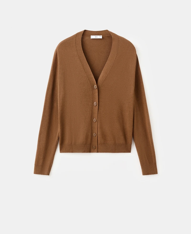 Mango Women's V-Neck Knitted Cardigan Sweater