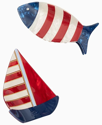 Frasier Sterling Fish and Sailboat Hair Claw Clip, 2-Piece Set