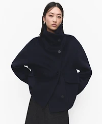 Mango Women's Wool Funnel-Neck Coat
