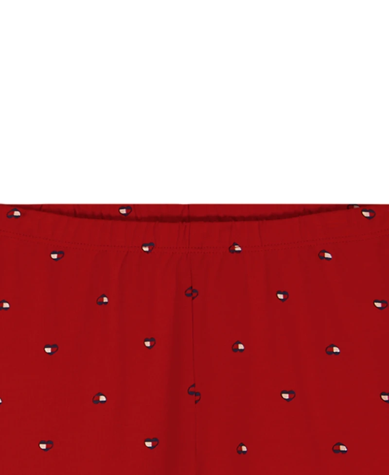 Tommy Hilfiger Girls' Toddler 2T-4T Sleeveless Denim Tunic & Printed Capri Leggings, 2-Piece Set