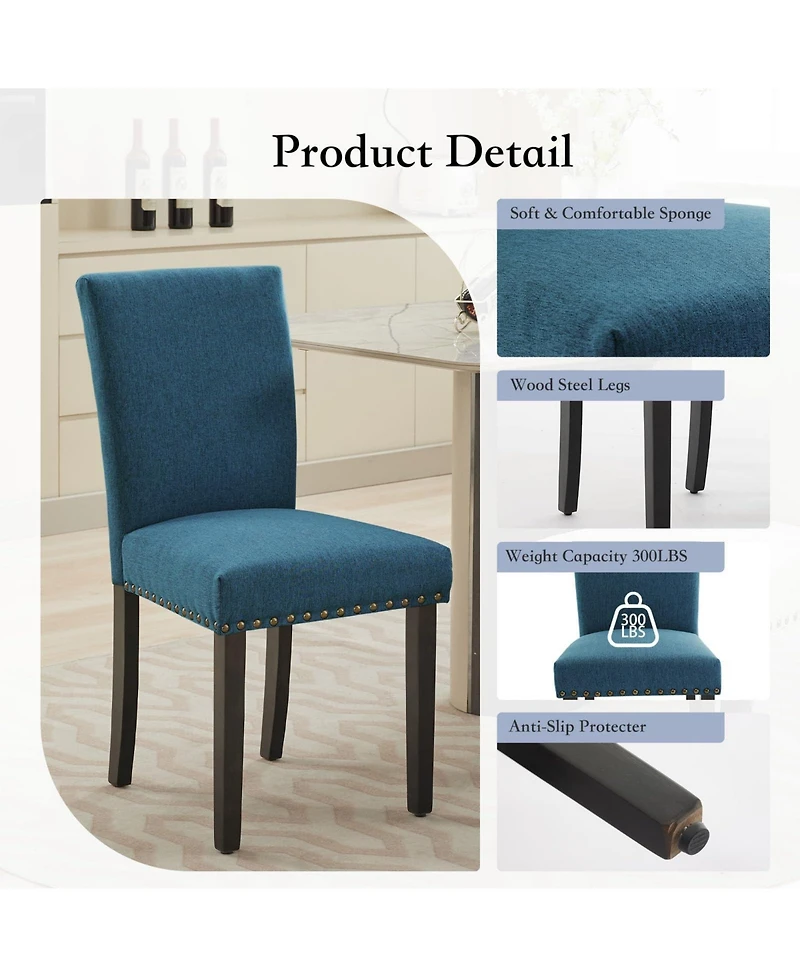gaomon Set of Linen Upholstered Parsons Dining Chairs
