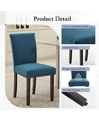 gaomon Set of Linen Upholstered Parsons Dining Chairs