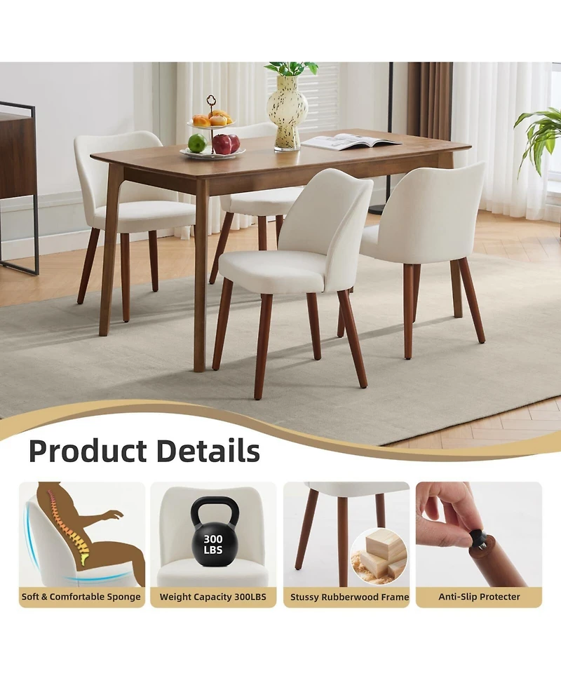 gaomon Set of 2 Linen Upholstered Wing Back Dining Chairs, Wood Legs with Leveling Feet & Thick Cushions for Kitchen