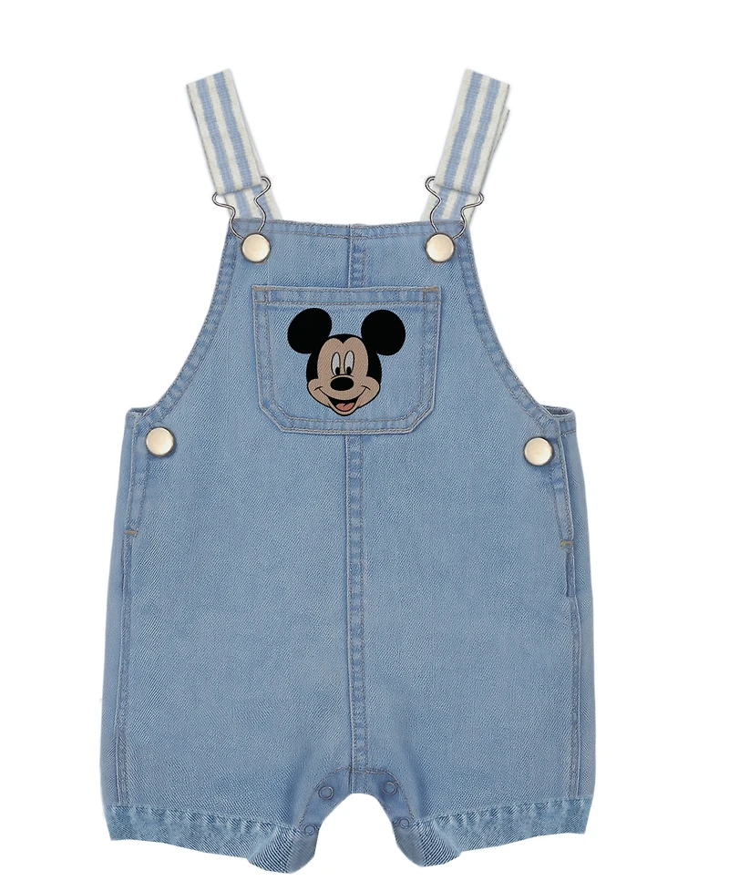 Disney Baby Boys' Mickey Mouse Bodysuit & Denim Shortall, 2-Piece Set