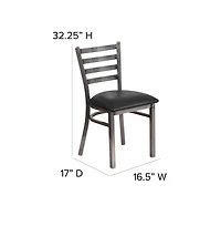 Emma+Oliver Clear Coated Ladder Back Metal Restaurant Dining Chair