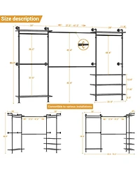 Aheaplus Clothing Rack,Garment Rack With 3 Wood Shelves, Organizer Rack Wall Mounted