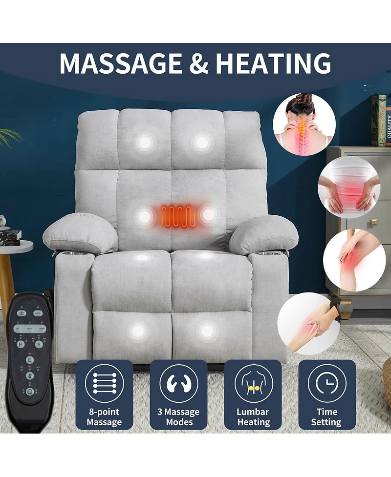 Maison Boucle Oversized Power Lift Recliner for Big & Tall with Massage Heat