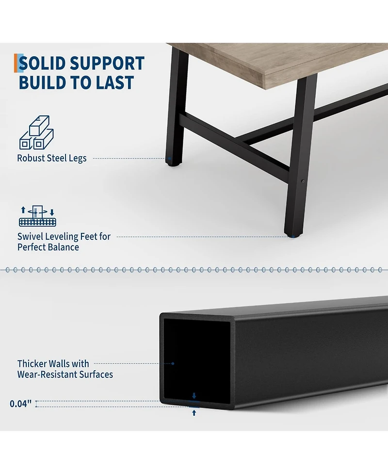 Gaomon Kitchen Table Industrial Dining Table for 4-6 People 63 in Long Wooden Kitchen Table