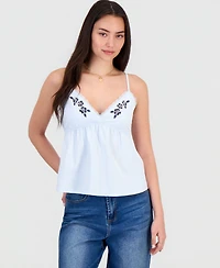 Madden Girl Juniors' Embellished Hibiscus V-Neck Tank