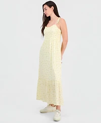 Hippie Rose Juniors' Ditsy Floral Smocked Maxi Dress