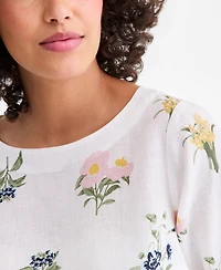 Charter Club Women's 100% Linen Roll-Tab Top, Macy's Exclusive