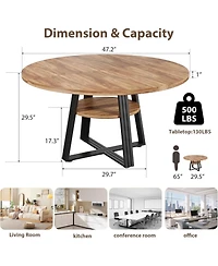 Gaomon Kitchen Table 47.2 inch Round Dining Table for Dining Room, Home Office