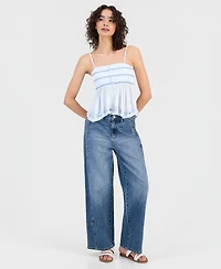 Ultra Flirt Juniors' Smocked Handkerchief-Hem Tube Top