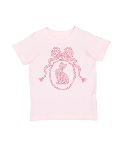 Sweet Wink Little Girls Bunny Locket Pearl Patch Easter Short Sleeve T-Shirt