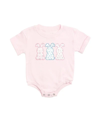 Sweet Wink Baby Girls Floral Bunny Patch Easter Short Sleeve Romper