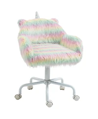 Boyel Living Fluffy Unicorn Office Chair with Mid-Back Armrest Support Rainbow Design
