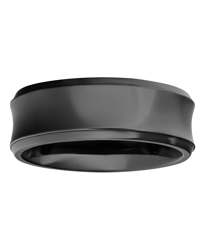 Triton Men's Black Titanium Ring, Concave Wedding Band (8mm)