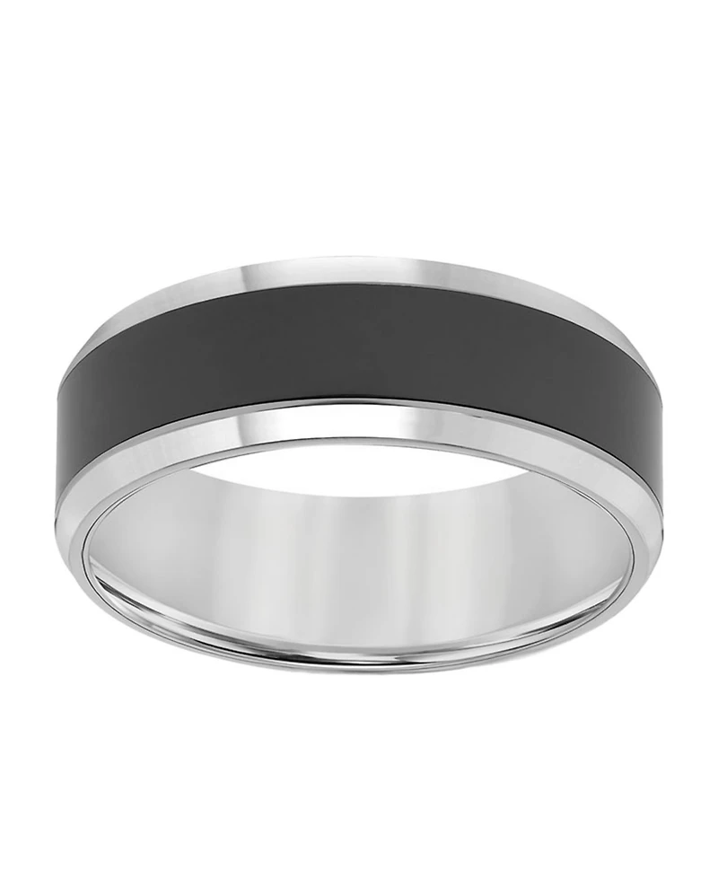 Triton Men's Tungsten Carbide and Ceramic Ring, 8mm Wedding Band