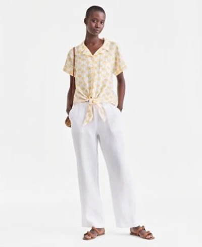 Charter Club Womens 100 Linen Drawstring Pants Created For Macys