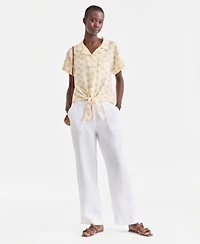 Charter Club Womens 100 Linen Drawstring Pants Created For Macys